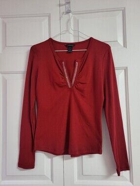 Moda International red top with rhinestones, NWOT